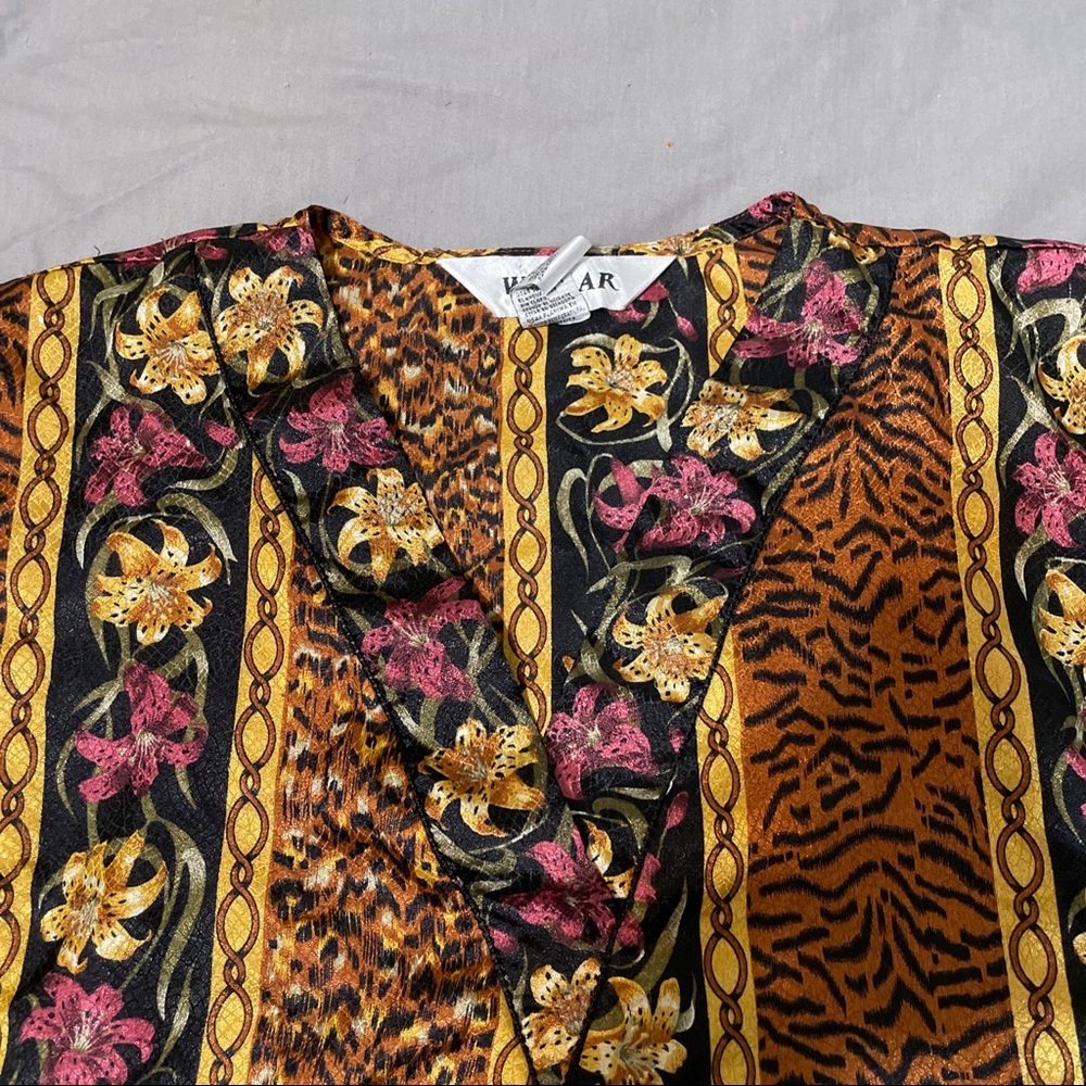 Colorful kaftan gold brown satin house coat winlar